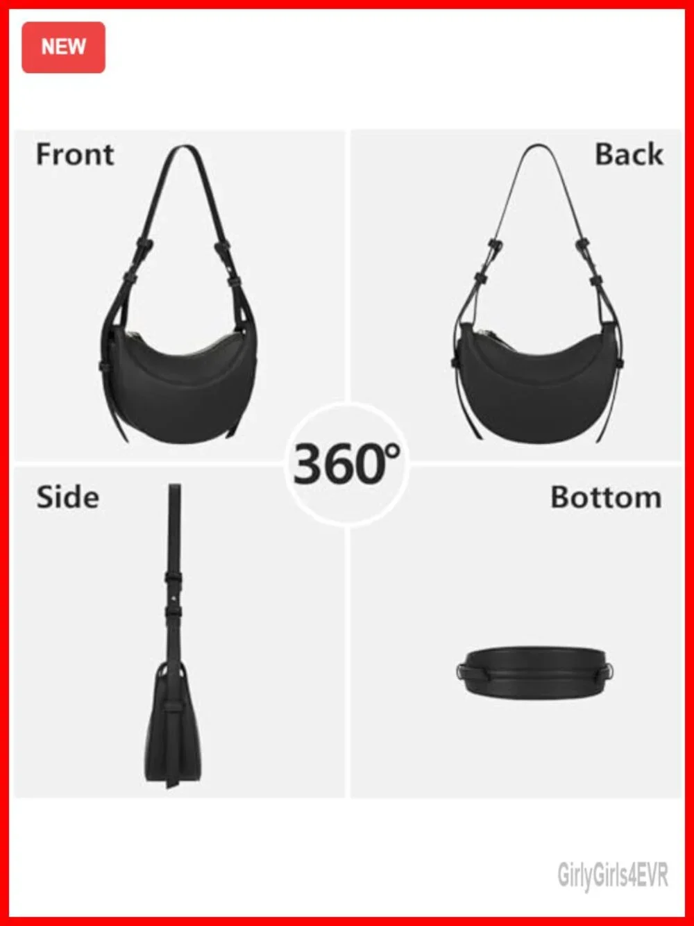 Faux Leather Saddle Bag Crescent Hobo Crossbody Purse Y2K Trendy Shoulder Bag